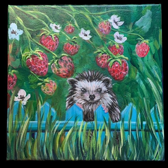 SALE!!! Hedgehog painting. Original painting handmade - Picture 5 of 8